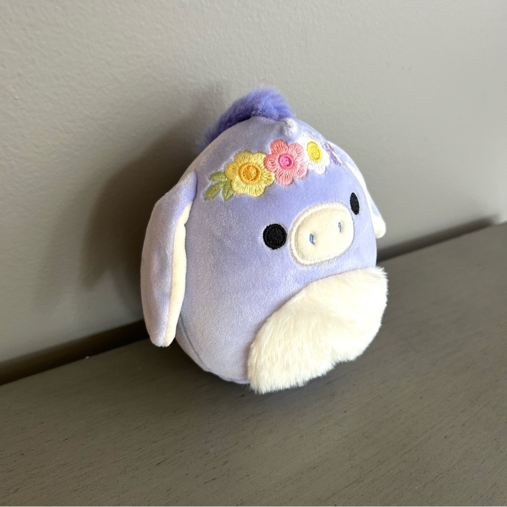 Squishmallows Easter Milanda Donkey Plush Toy 4.5 in Purple Floral Crown NWOT - Picture 2 of 6